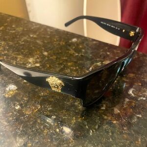 Versace Black Sunglasses with Gold Medusa Accent
